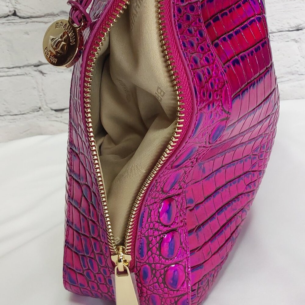 'BRAHMIN' 'TABITHA' CROC-EMBOSSED LEATHER BAG VOLTAGE VIOLET MELBOURNE FL.INCL.p - Picture 7 of 16